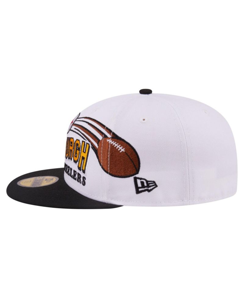 Men's White/Black Pittsburgh Steelers Retro Swoop 59FIFTY Fitted Hat