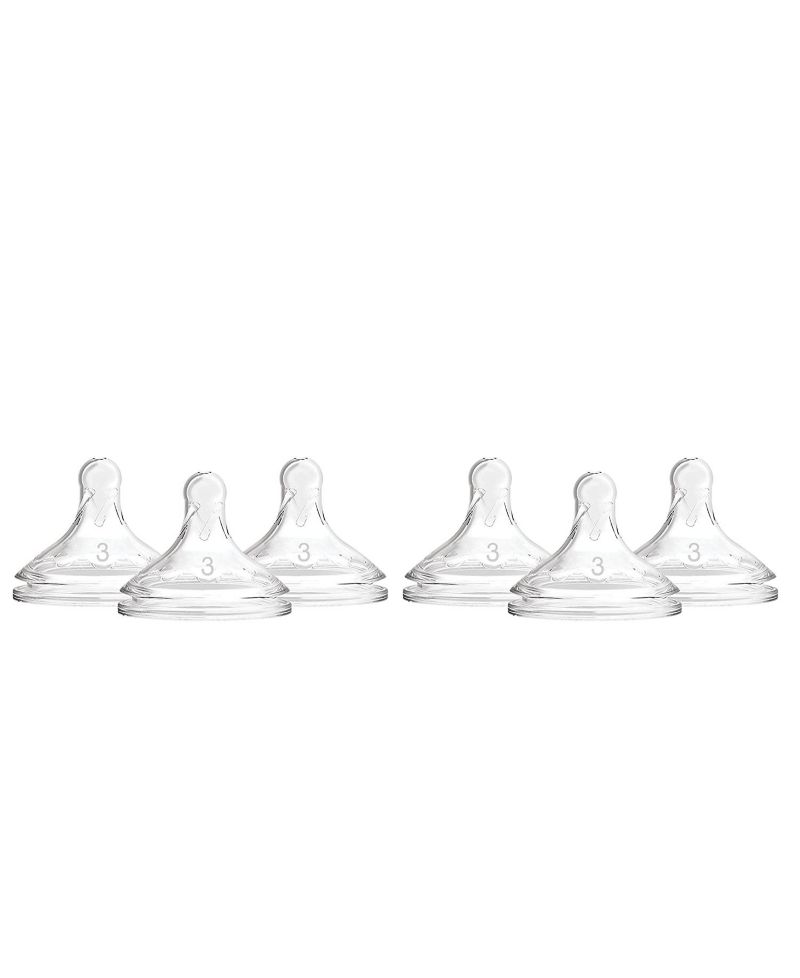 Baby Dr. Brown's Wide-Neck Baby Bottle Nipple, Level 3 (6m+), 6 Count