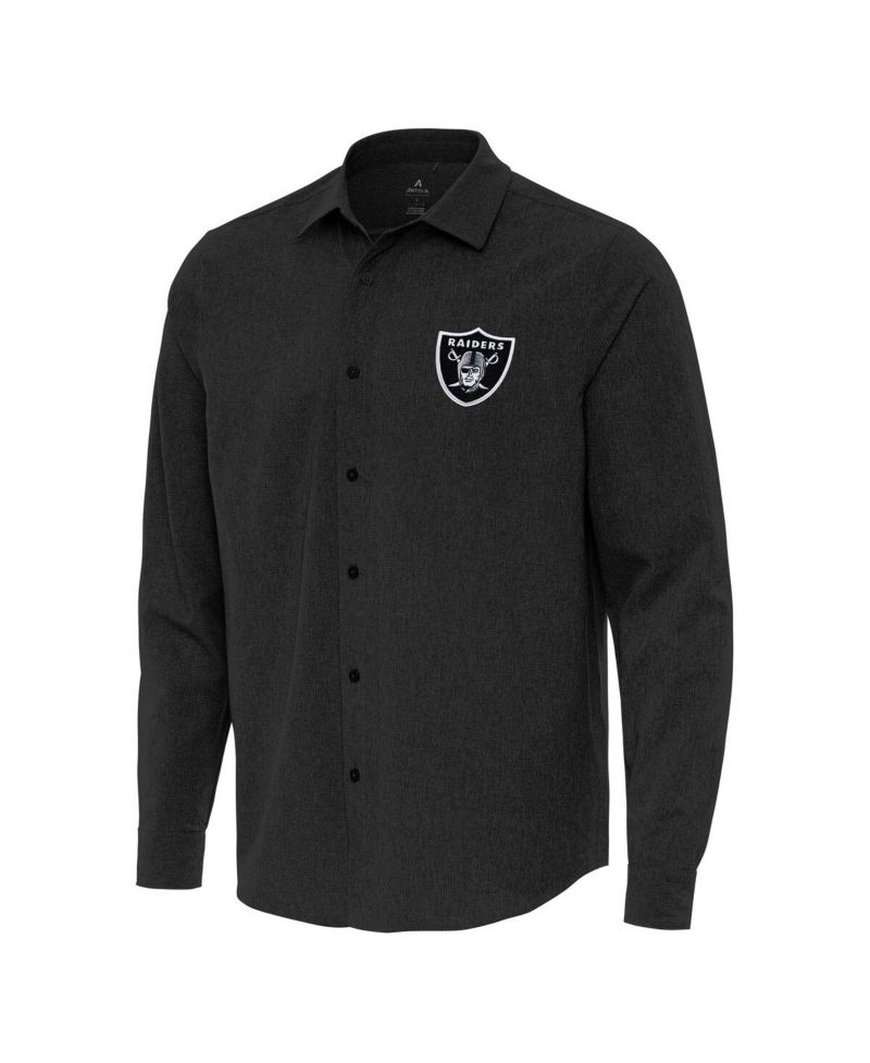 Men's Black Las Vegas Raiders Exposure Woven Long Sleeve Button-Up Shirt