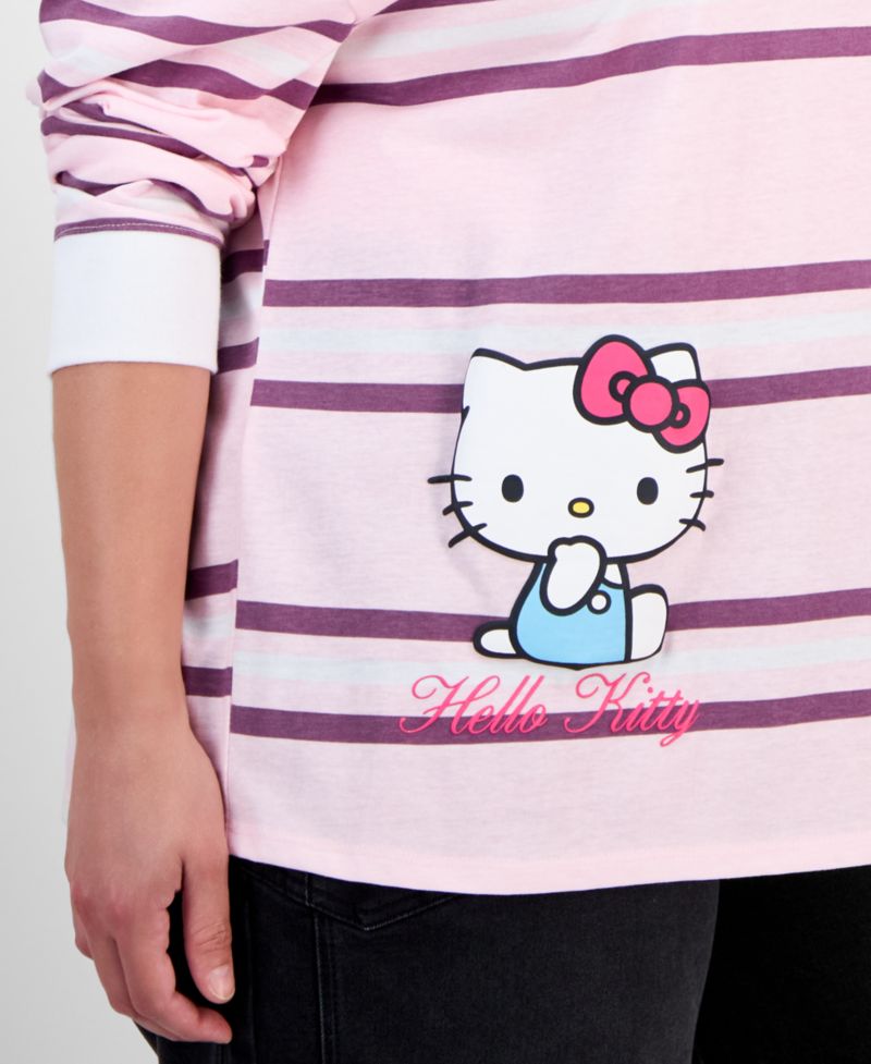 Plus Size Hello Kitty Athletic Striped Polo Shirt
