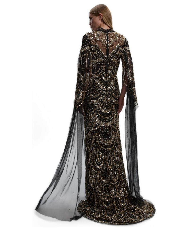 Women's Beaded Midaxi Cape Dress