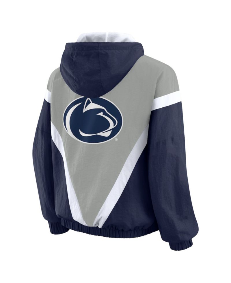 Women's Navy/Gray Penn State Nittany Lions Color block Full-Zip Hoodie Windbreaker Jacket