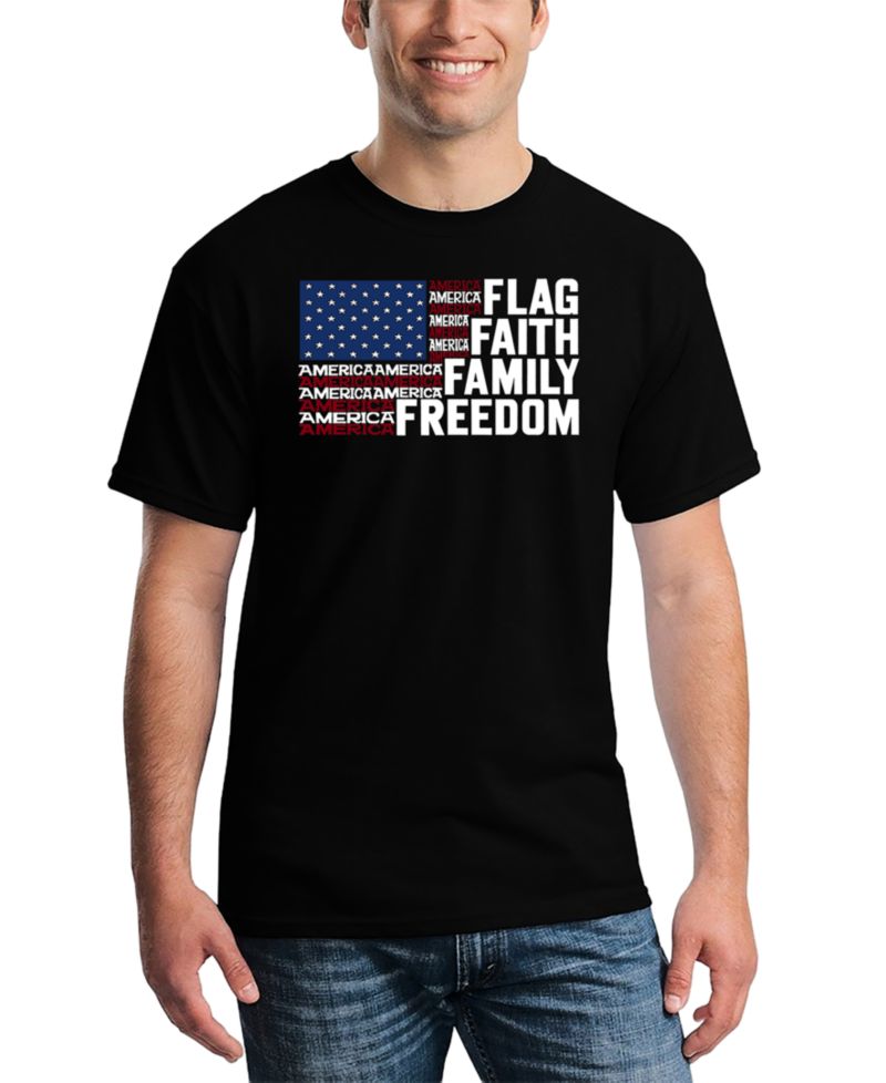 Men's Flag Faith Family Freedom American Flag Word Art T-Shirt