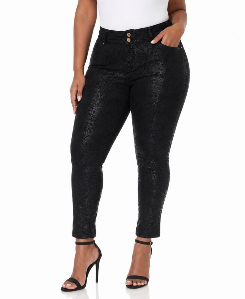 Plus Size Snake Print High-Rise Ankle Pants