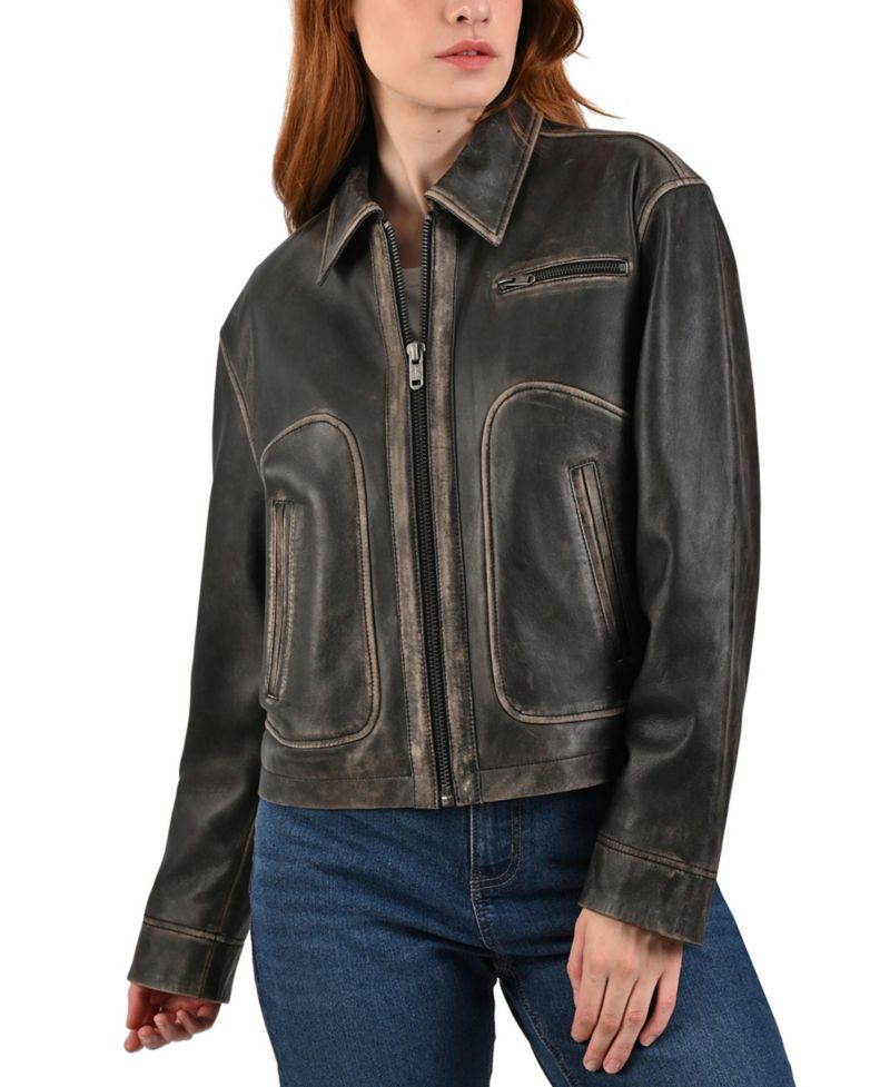Women's Vintage Blouson Lamb Leather Jacket