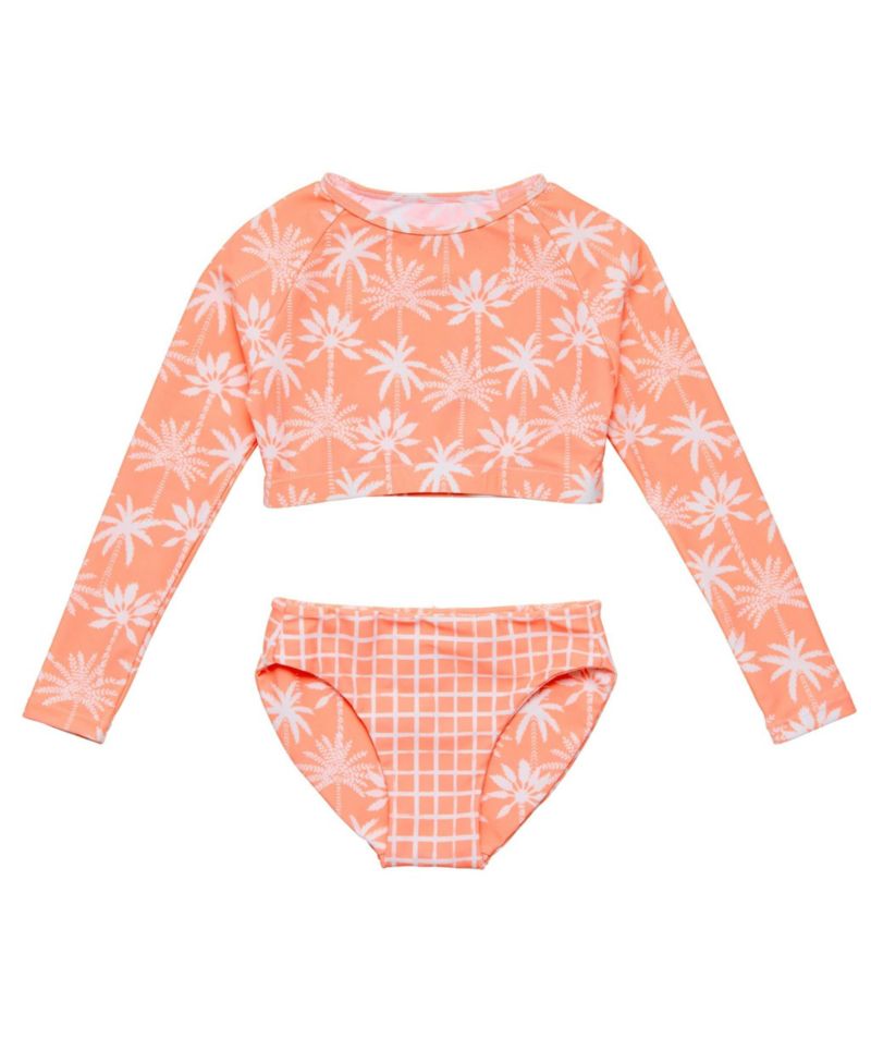Big Girls Cali Palms Recycled Crop LS Rash Set