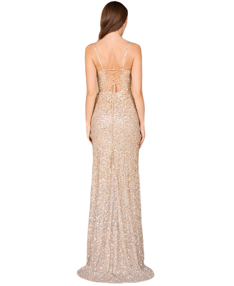 Women's Beaded v-neck dress with slit