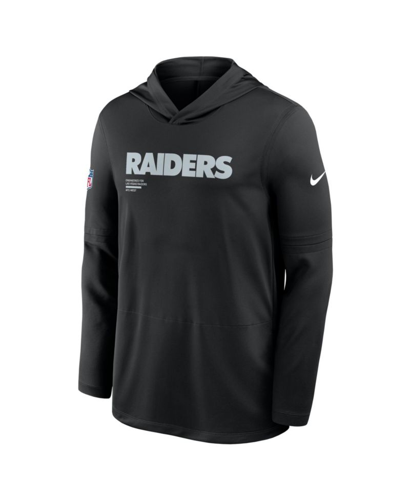 Men's Black Las Vegas Raiders Big & Tall Sideline Performance Long Sleeve Hoodie T-Shirt