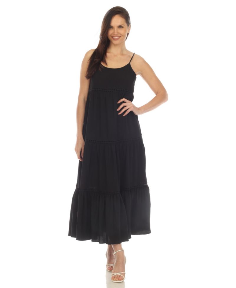 Women's Scoop Neck Tiered Midi Dress
