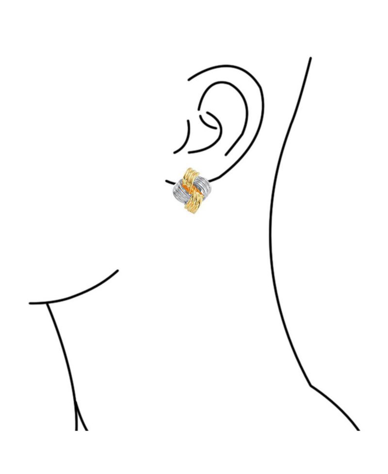 Classic Two Tone Square Infinity Knot Clip On Earrings Gold and Silver Plated