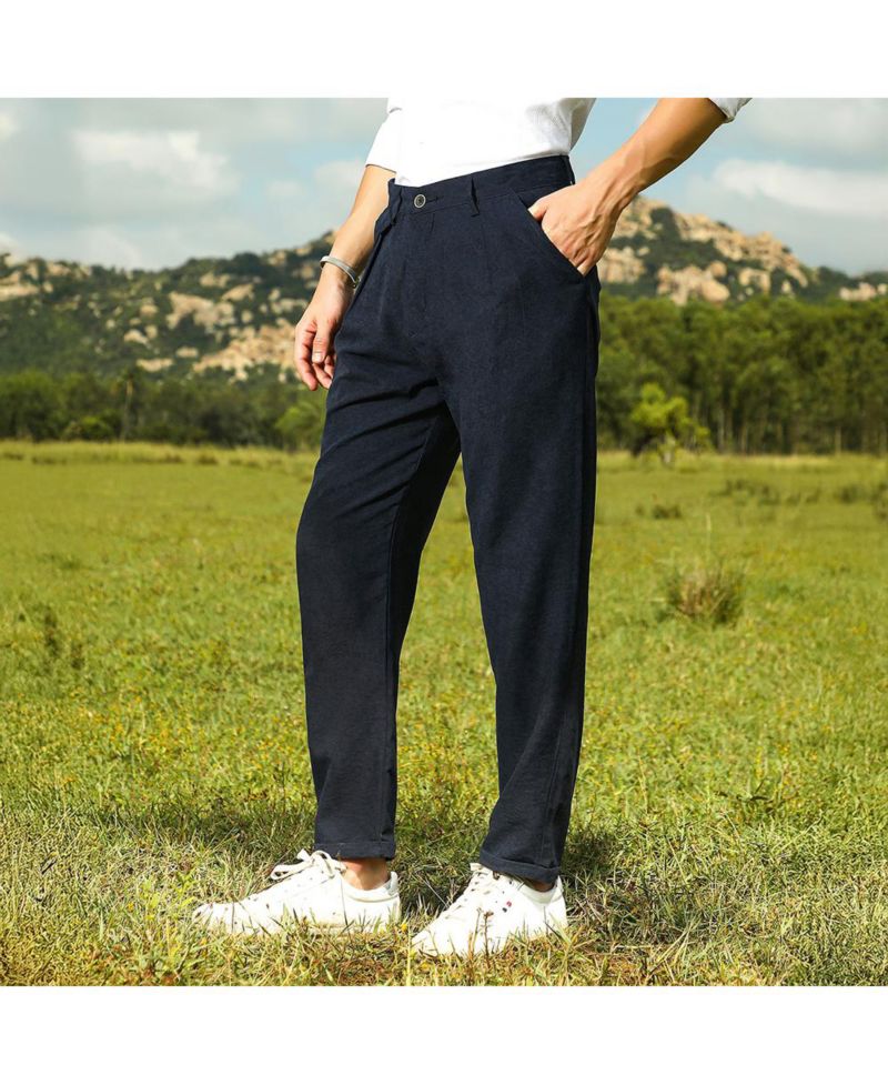 Men's Prussian Blue Velvique Tailored Trousers