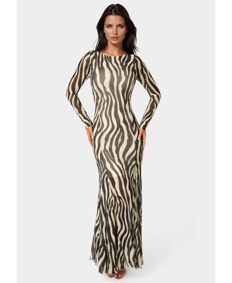 Women's Long Sleeve Powermesh Dress
