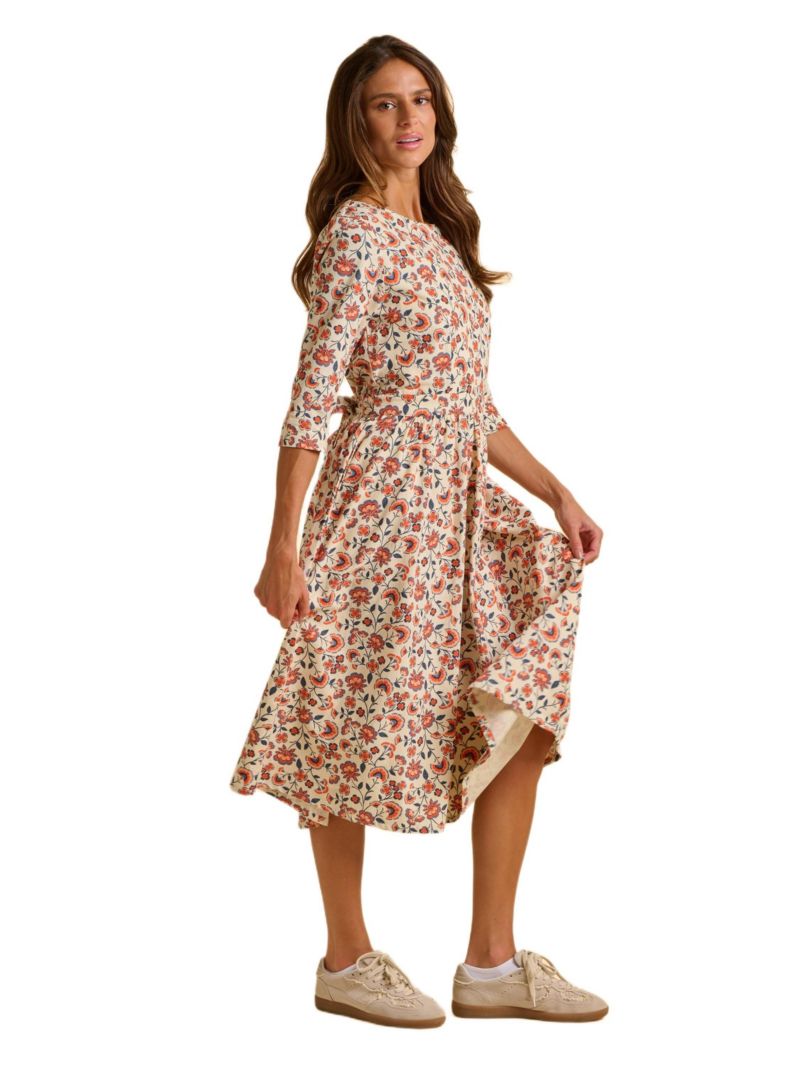 Women's Beech Sleeve Waist Tie Midi Dress