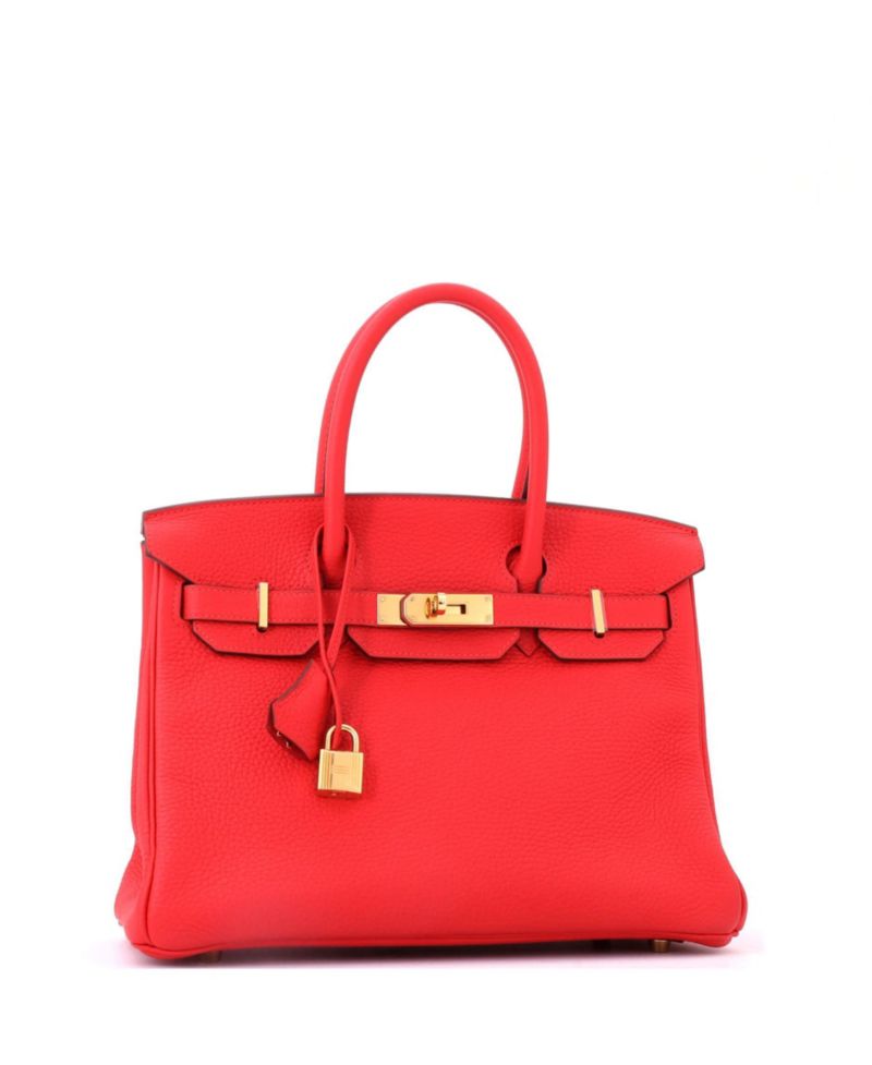 Birkin 30 Handbag Red Clemence with Gold Hardware
