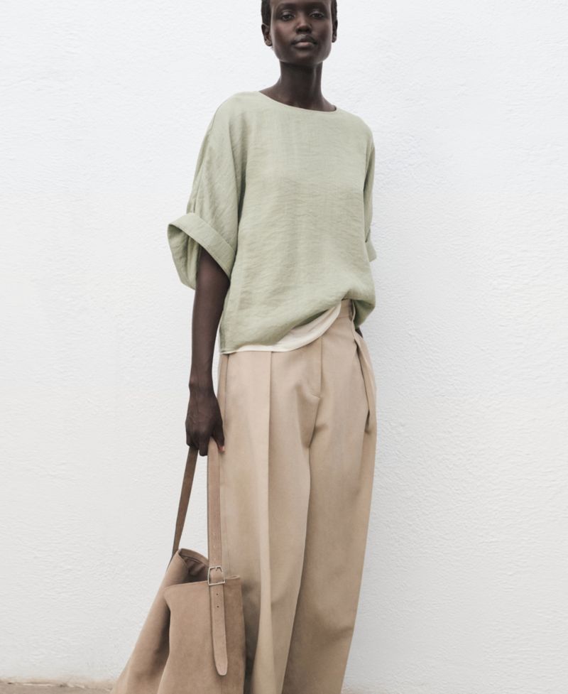 Women's Turn-Up Sleeves Oversized Blouse