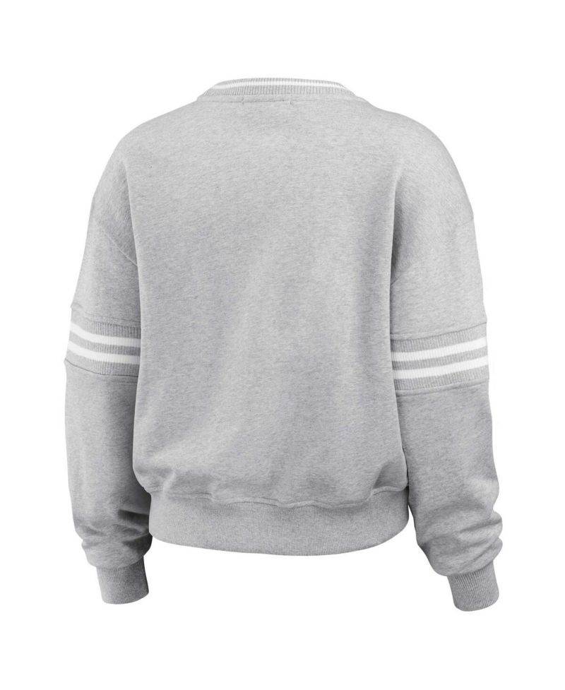 Women's Heather Gray LSU Tigers Classic Stripe Pullover Sweater