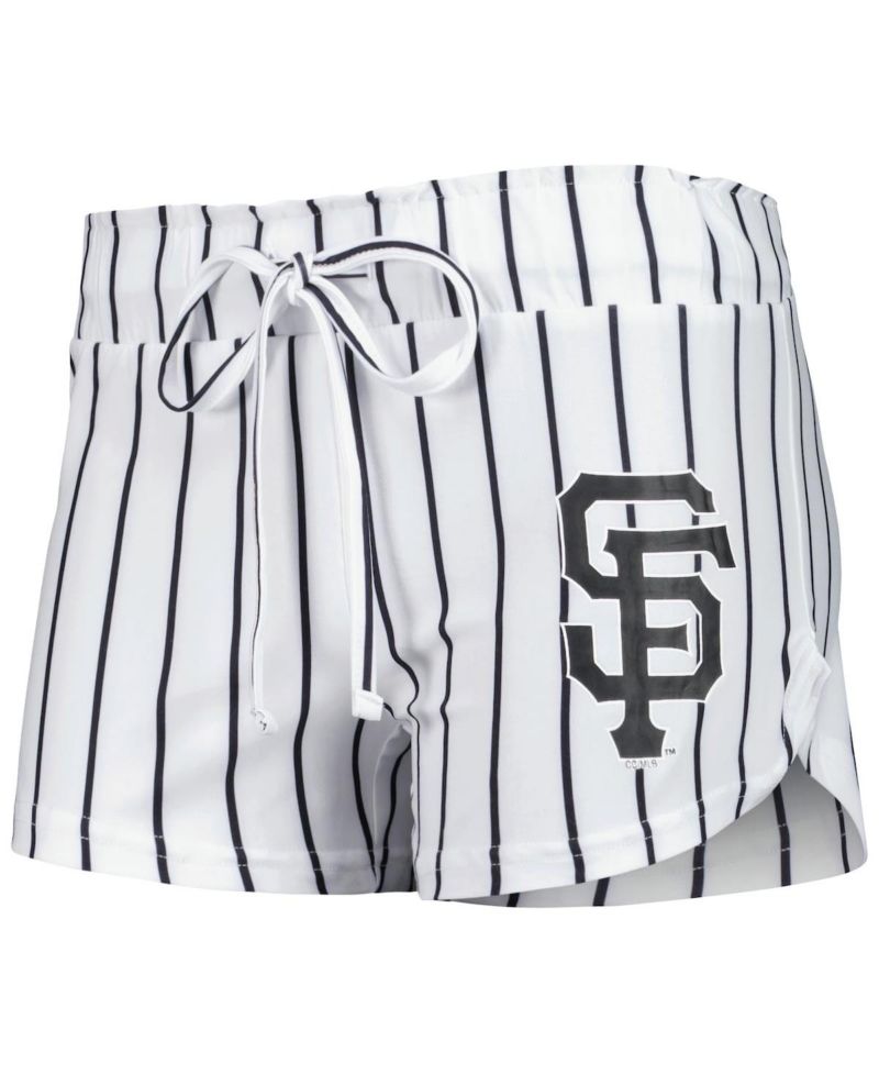 Women's White San Francisco Giants Reel Pinstripe Tank Top and Shorts Sleep Set