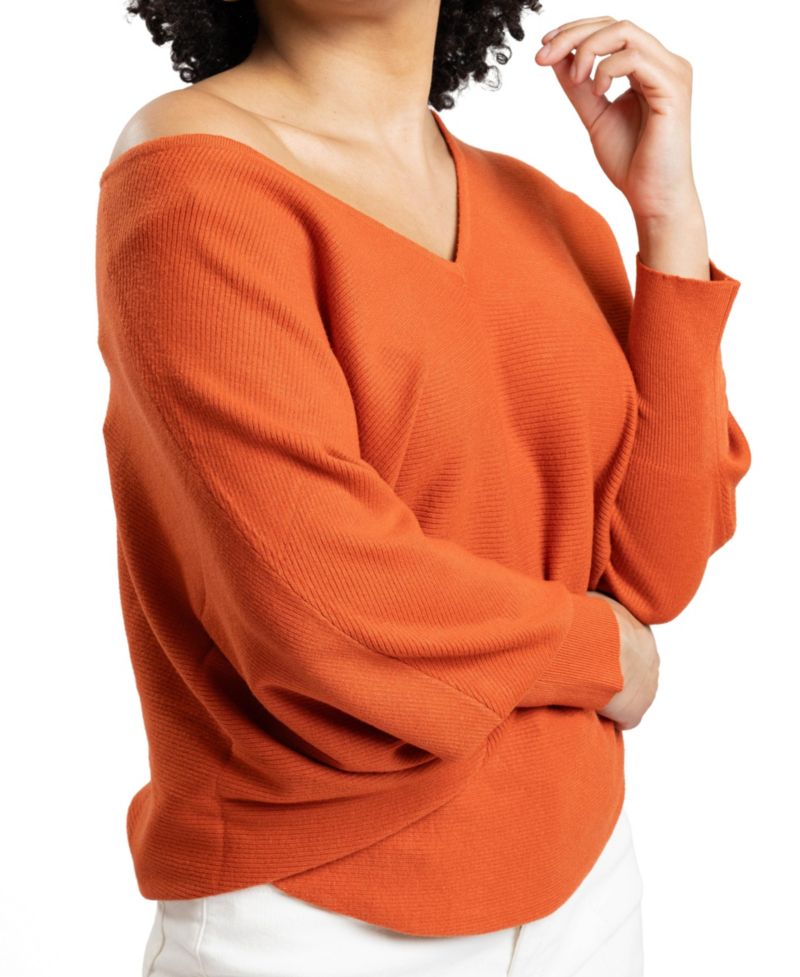 Women's Jennifer V-Neck Dolman-Sleeve Loose-Fit Sweater