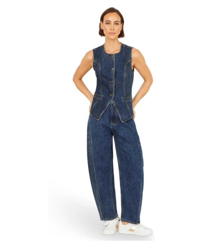 Women's Stretch Long Denim Waistcoat
