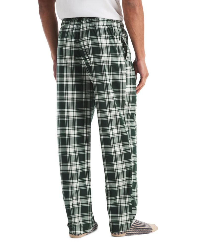 Men's Open Bottom Plaid Fleece Relaxed-Fit Pajama Pants