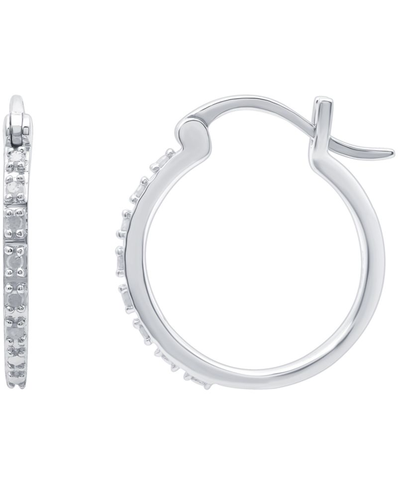 Diamond Hoop Earrings (1/10 ct. t.w.) in Sterling Silver