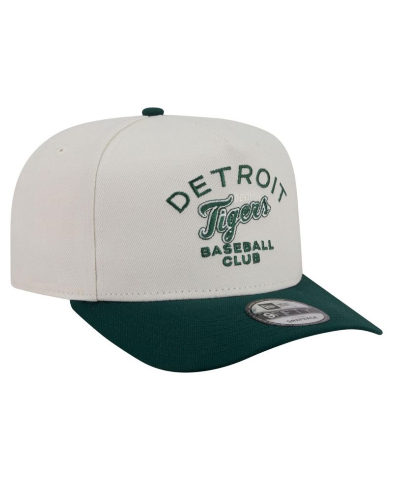 Men's Cream/Dark Green Detroit Tigers Chrome A-Frame 9FIFTY Snapback Hat