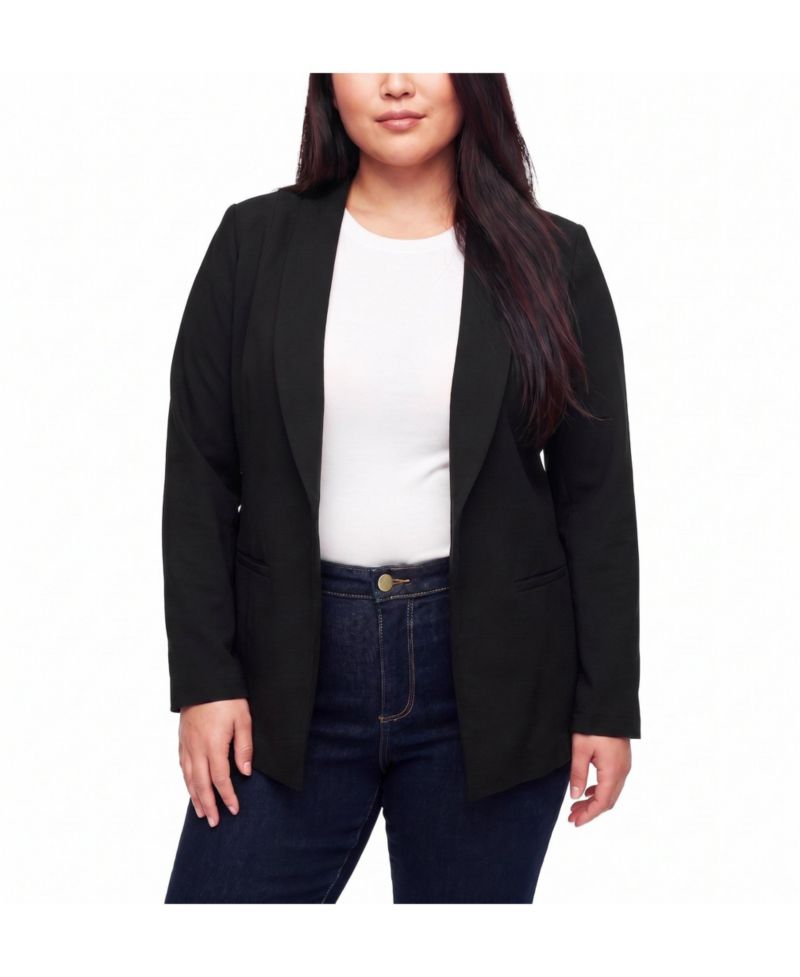 Plus Size Longline Shawl-Collar Blazer