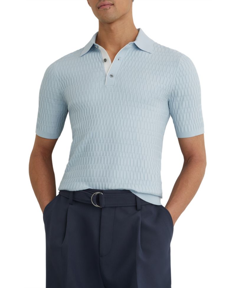 Men's Era Half Button Textured Polo Shirt