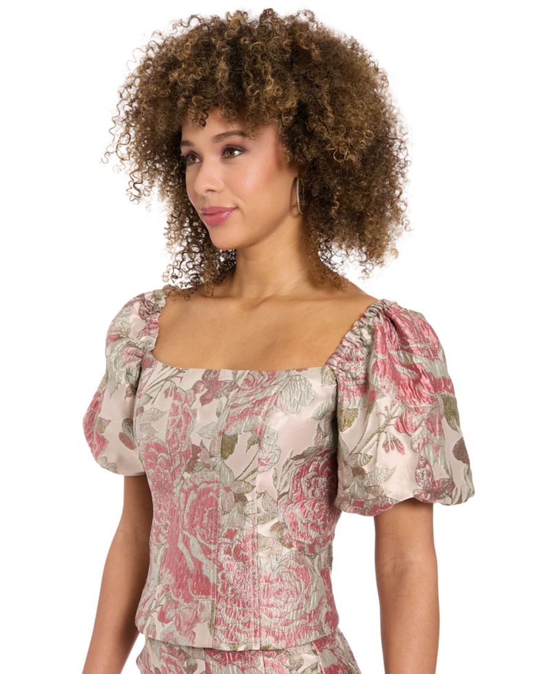 Women's Bubble-Sleeve Bustier Top