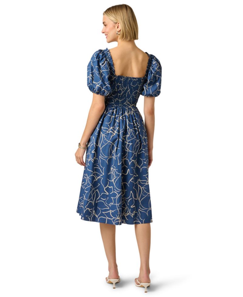 Women's Printed Smocked Midi Dress