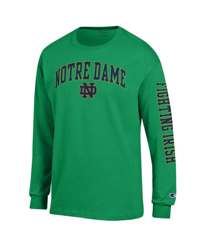 Men's Navy Notre Dame Fighting Irish Arch Over Logo 2-Hit Long Sleeve T-Shirt