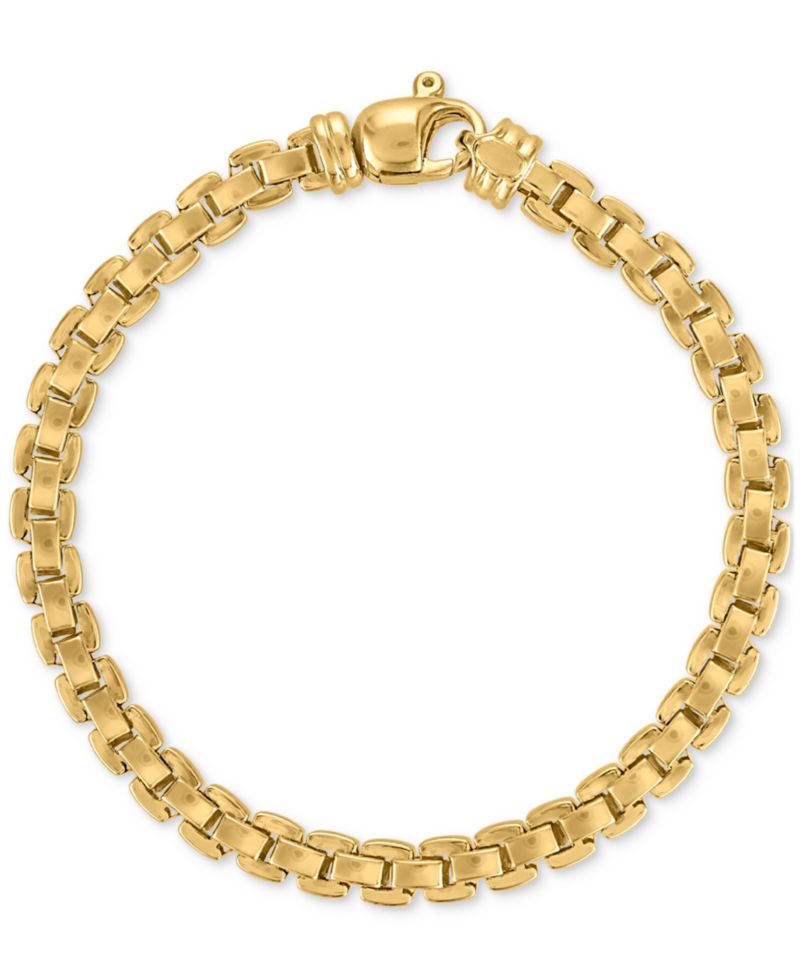 Men's Venezia Box Link Chain Bracelet in 14k Gold-Plated Sterling Silver