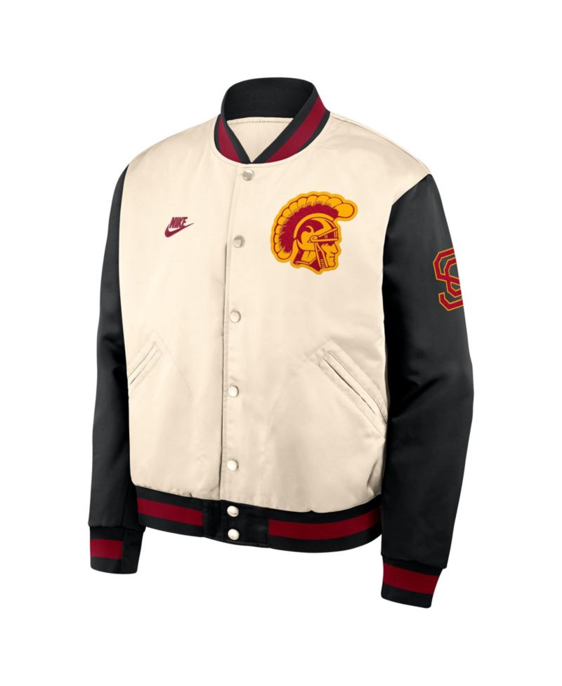 Men's Natural/Black USC Trojans Legacy Full-Snap Bomber Jacket