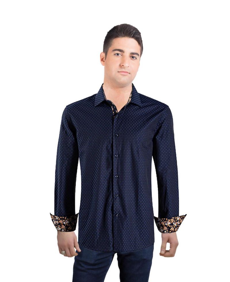 Men's Slim Fit Jacquard Dot Button-Down Shirt