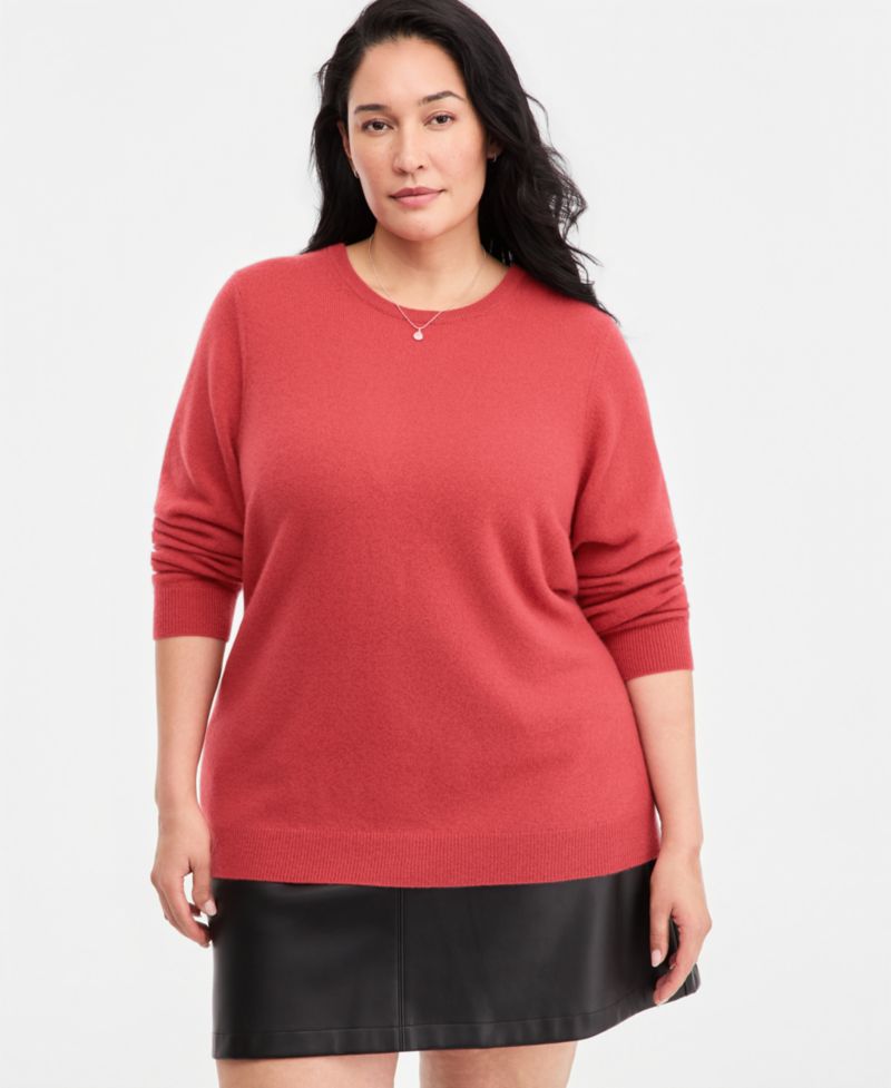 100% Cashmere Women's Petite Long-Sleeve Crewneck Sweater