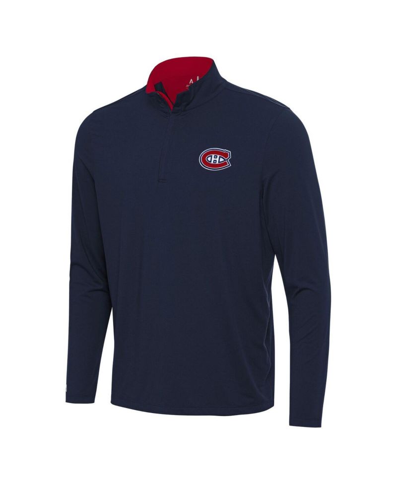 Men's Navy/Red Montreal Canadiens Content Quarter-Zip Pullover Sweatshirt