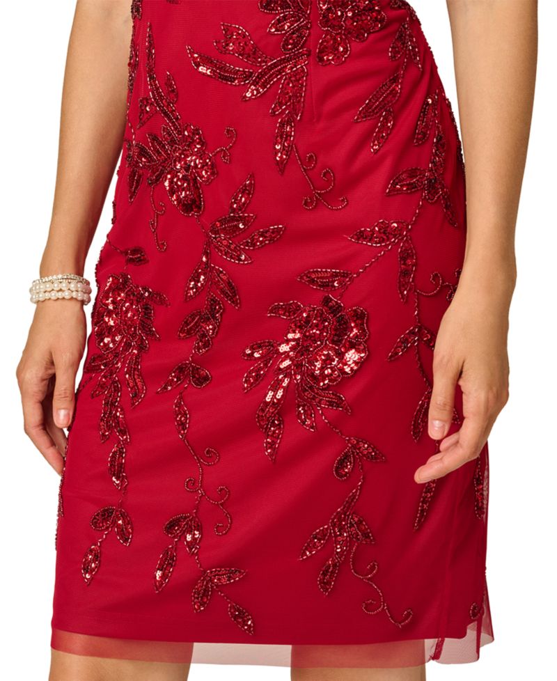 Women's Off-the-Shoulder Beaded Short-Sleeve Dress