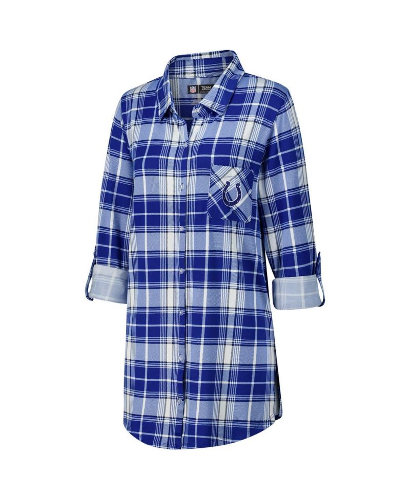 Women's Royal Indianapolis Colts Ashford Plaid Knit Nightshirt