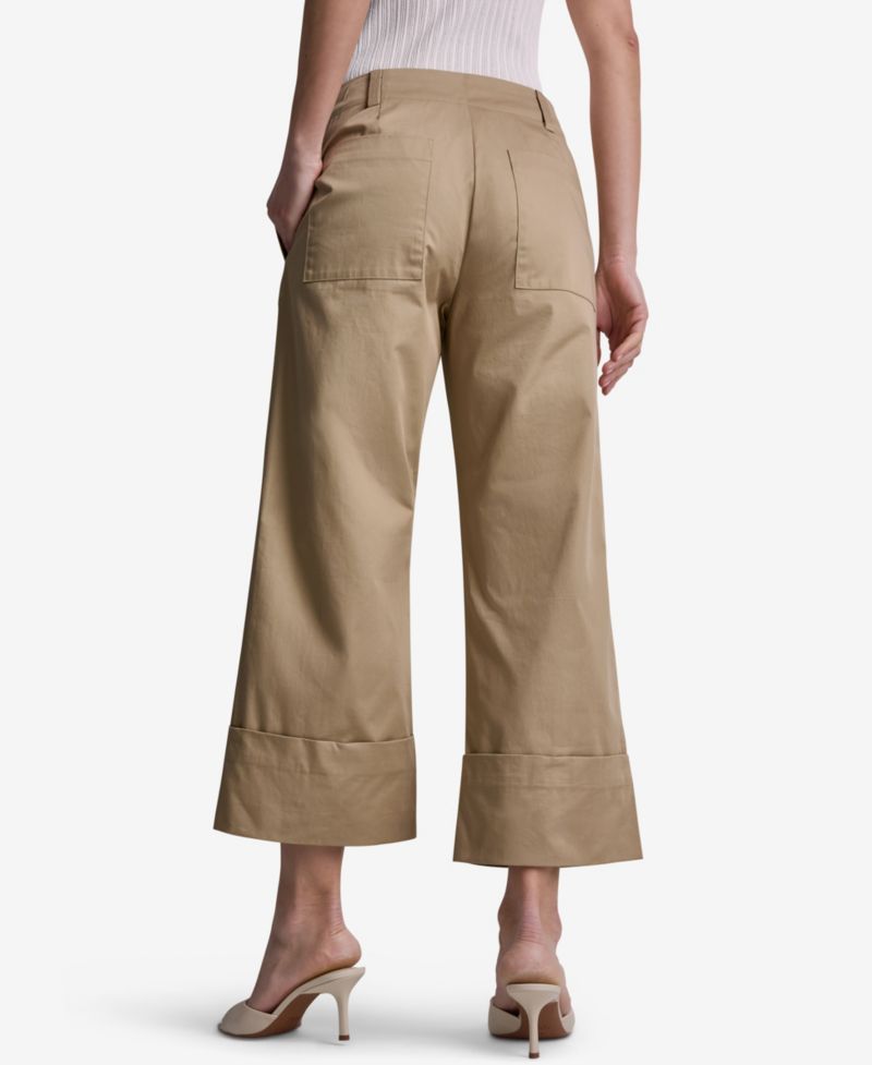 Women's Cuffed Wide-Leg Cropped Pants
