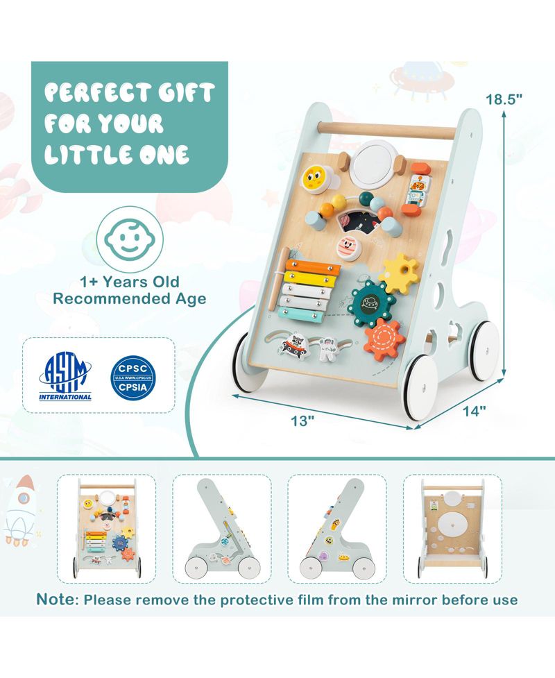 Kids Push Walker Learning Activity Center with Wheels