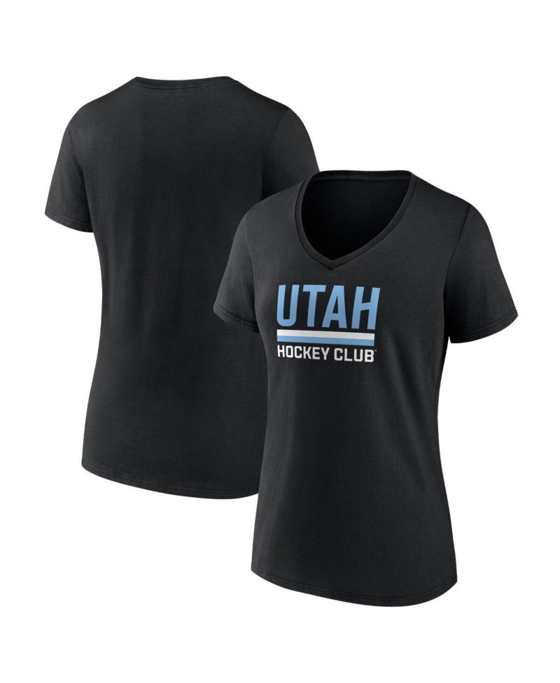 Women's Black Utah Hockey Club Secondary Logo V-Neck T-Shirt