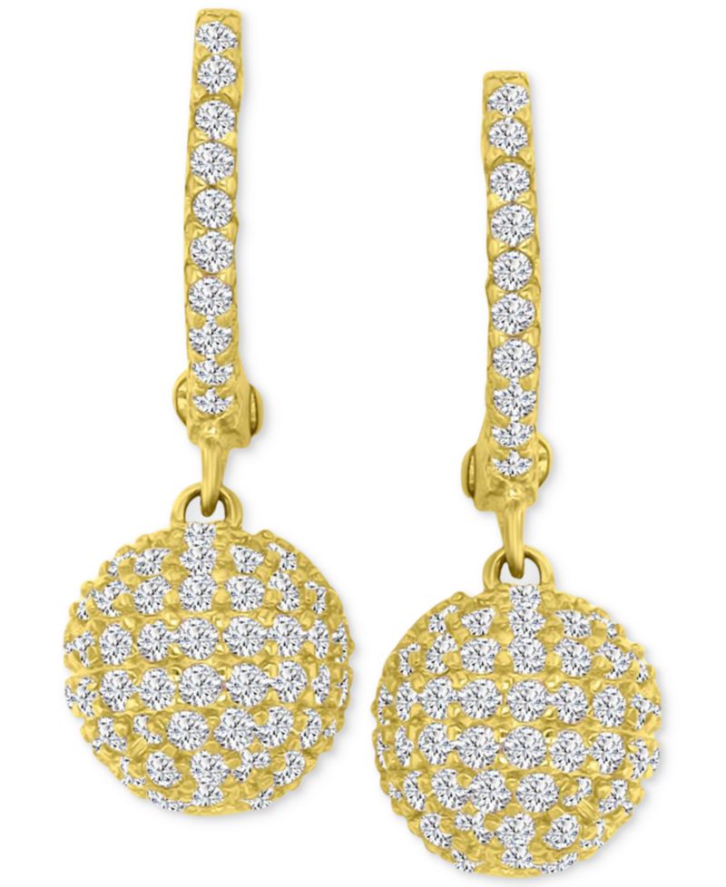 Cubic Zirconia Micro-Pav&eacute; Dangle Small Huggie Hoop Earrings