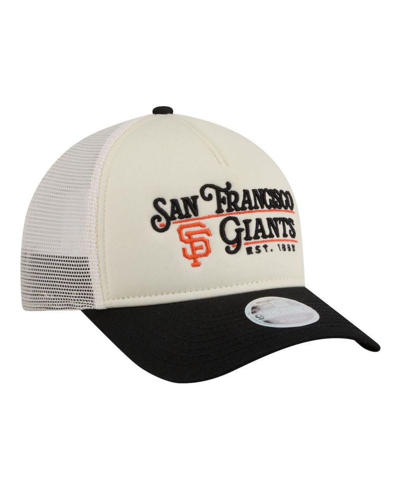 Women's Light Beige/Black San Francisco Giants Retro 9FORTY M-Crown A-Frame Trucker Adjustable Hat
