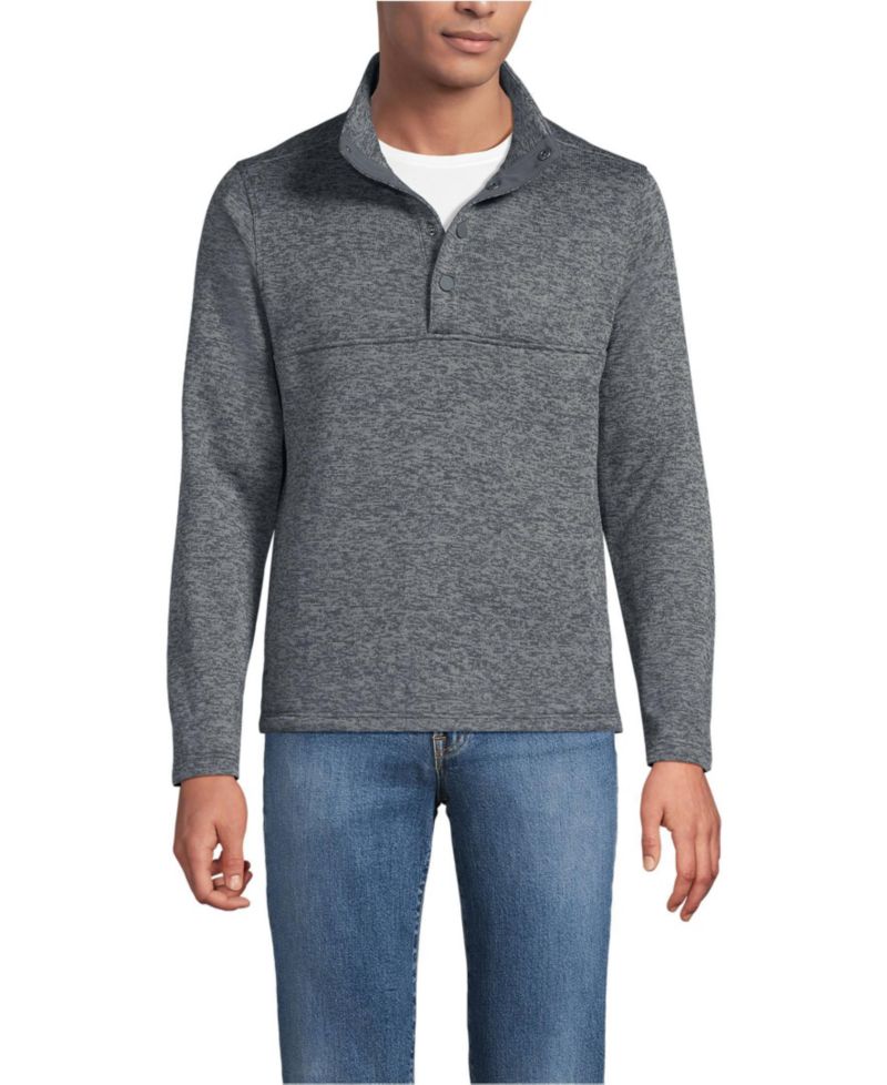 Men's Sweater Fleece Snap Neck Pullover Jacket