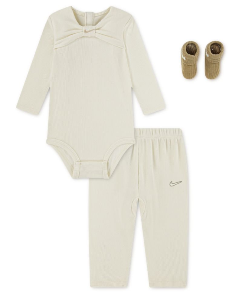 Baby Girls' Long-Sleeve Bodysuit, Pants and Socks, 3-Piece Set