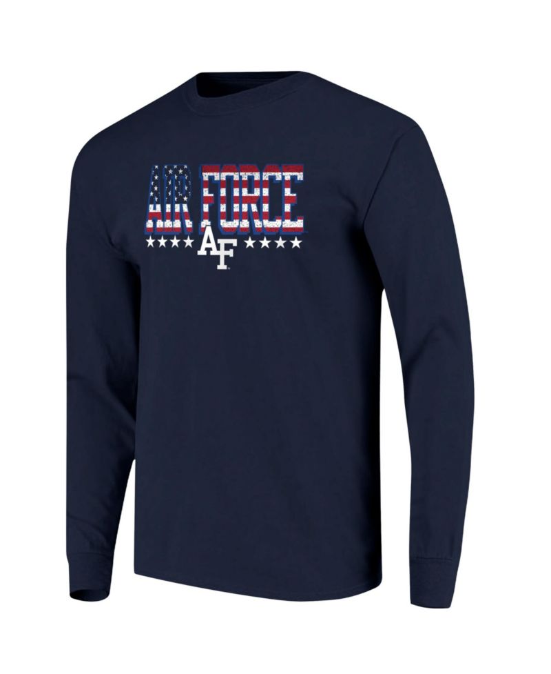 Men's Navy Air Force Falcons Tall Type Flag Long Sleeve T-Shirt