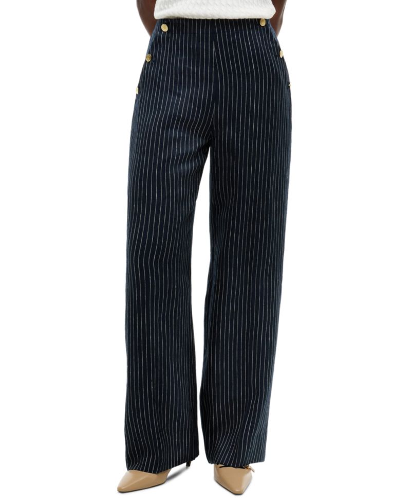 Women's Nautical Stripe High-Rise Wide-Leg Pants