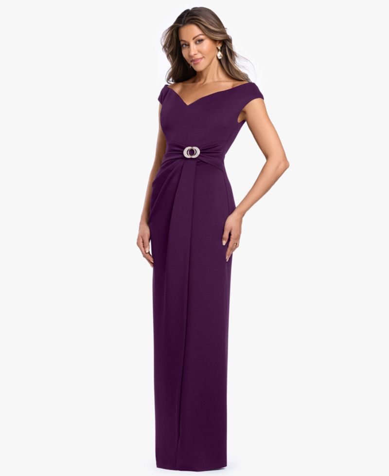 Petite Off-The-Shoulder Gown Dress