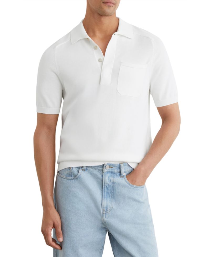 Men's Selkirk Cotton Knit Concealed-Placket Polo Shirt