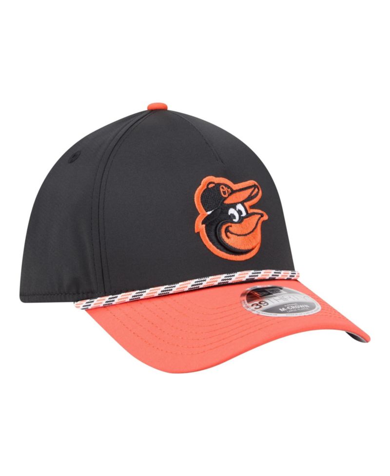 Men's Black/Orange Baltimore Orioles Rope M-Crown A-Frame 39THIRTY Flex Hat